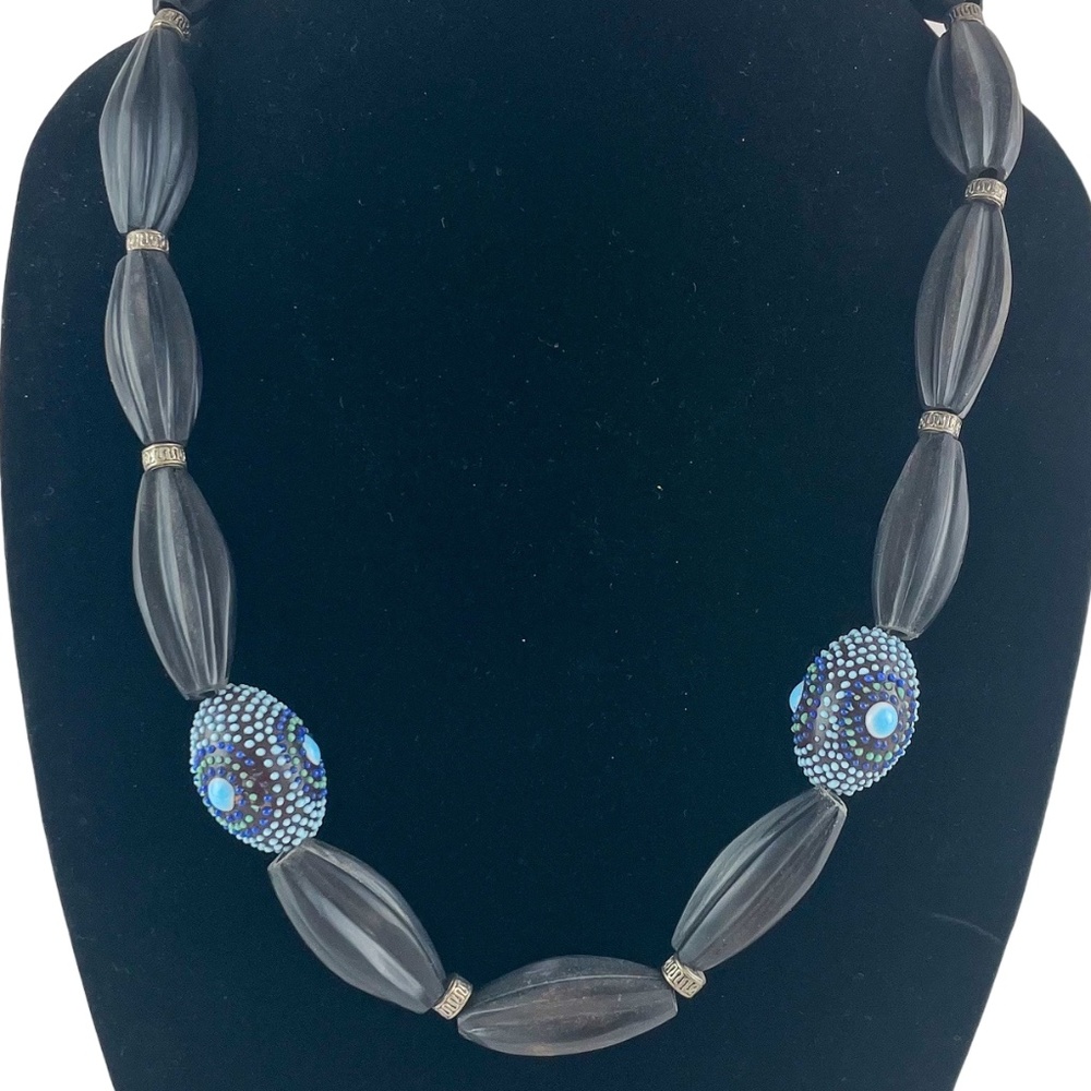 Wooden Beaded Necklace with Painted Beaded Accents